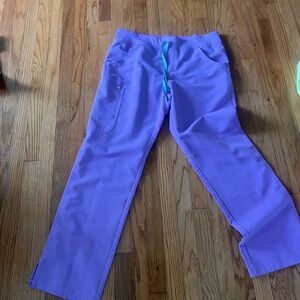 Figs Women's Lavender wide leg with Teal Drawstring